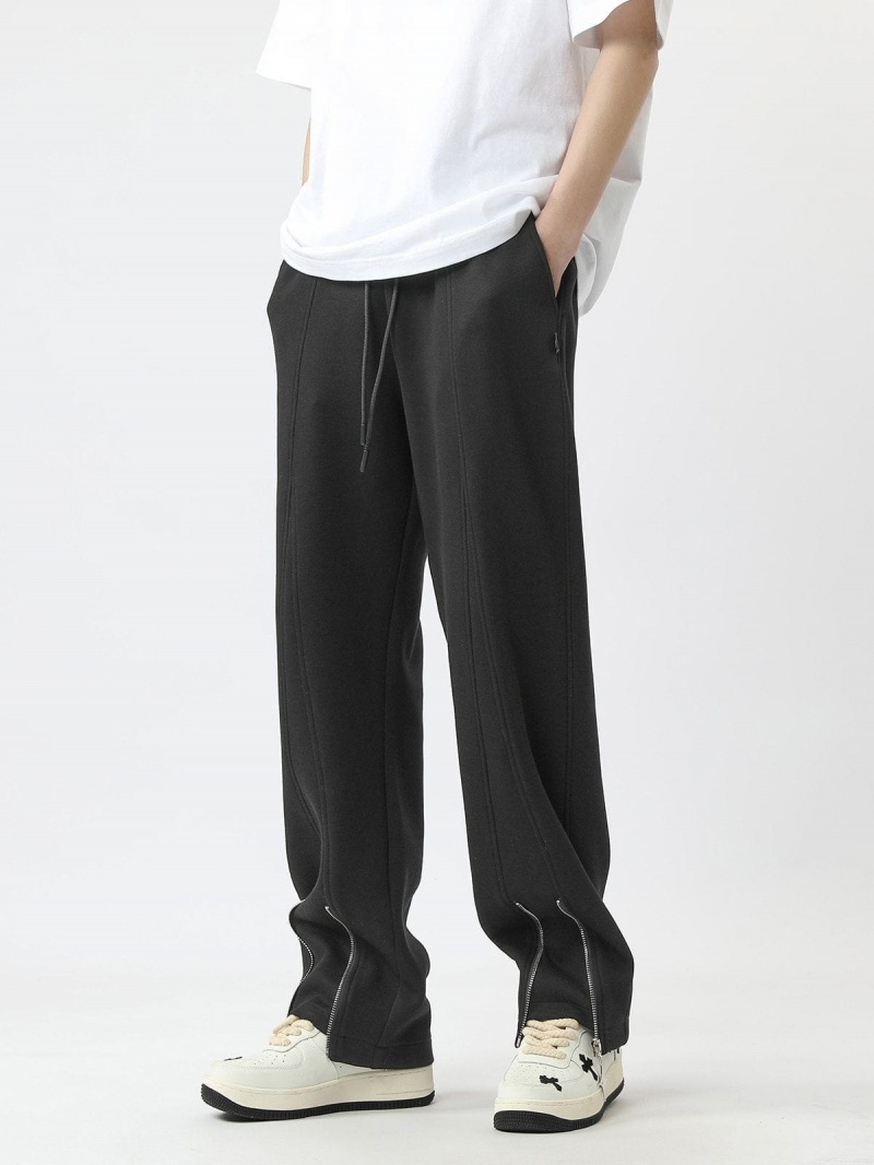 Pantalon Aelfric Eden Solid Zippé Slit Grise | XXM-67879016